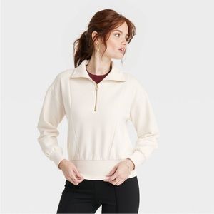 Cream Colored Quarter Zip Sweatshirt